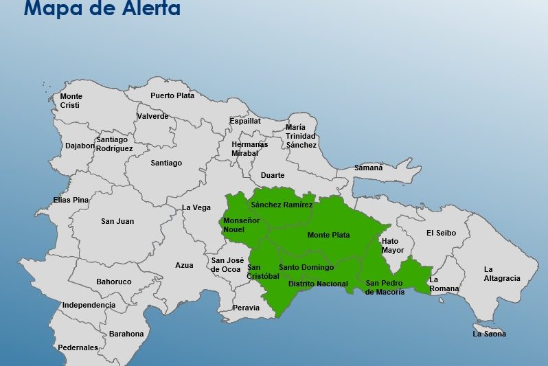 COE emite alerta verde por lluvias en siete provincias y el Distrito Nacional
