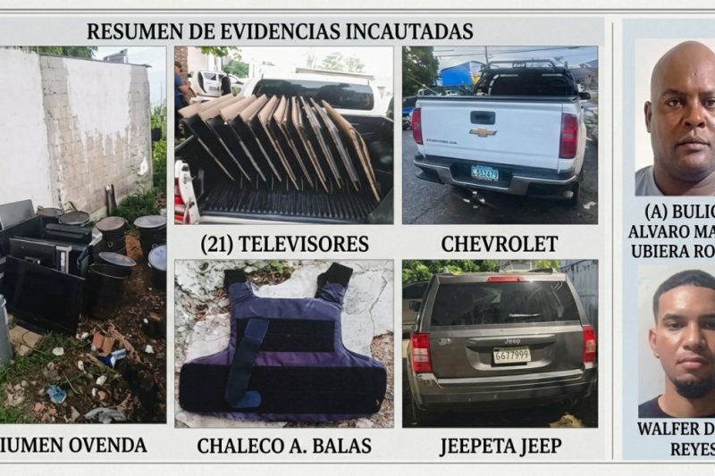 Policía apresa a dos hombres por robo de televisores en Villa Olímpica de Bayaguana; recupera 21 TV