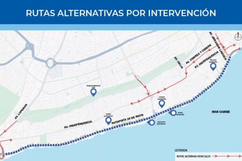 Anuncian cierre temporal de un tramo en la Autopista 30 de Mayo este domingo
